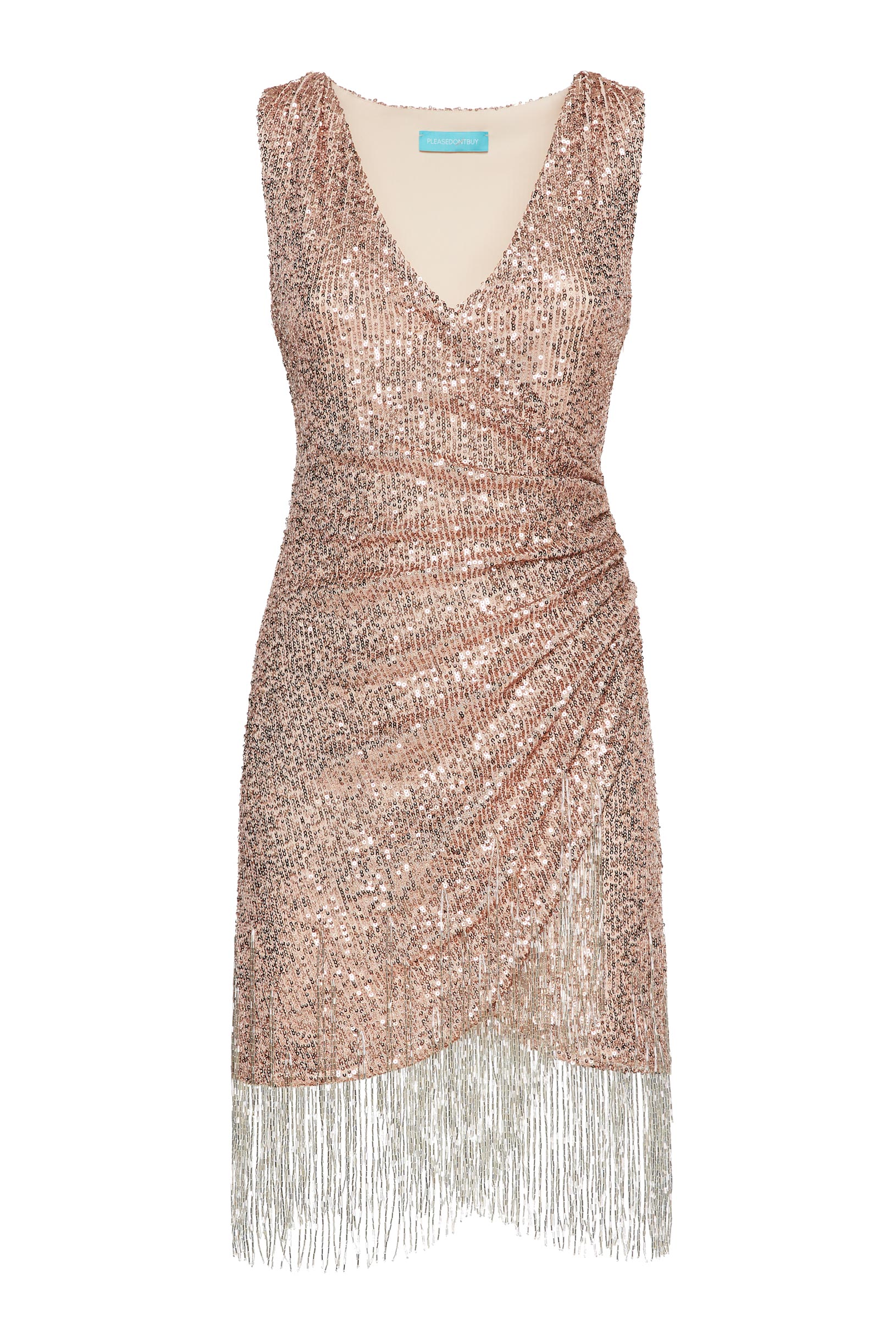 Short dress with full sequin embroidery pink woman 231PD2AQ5_00496
