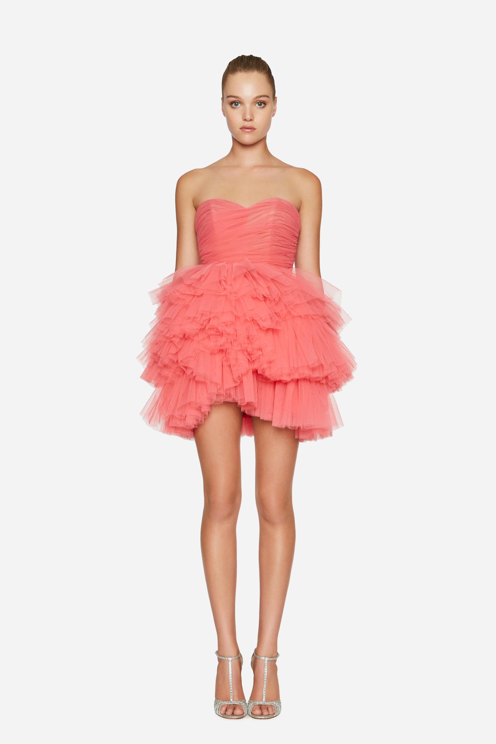 Pleated tulle bustier dress