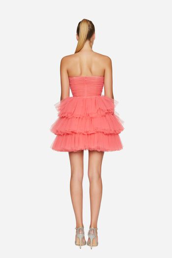 Pleated tulle bustier dress pink woman 231PD2AQ2_11464