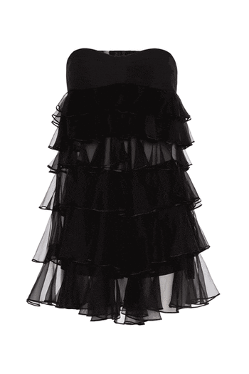 Crêpe sablé and silk organza bustier dress black woman 192PD2AP3_00006