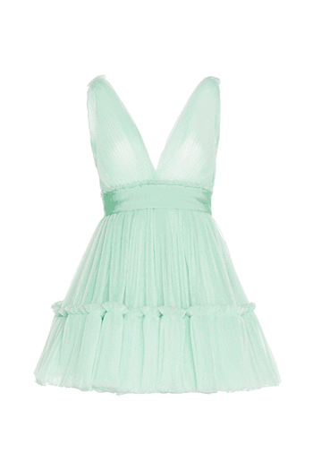 Pleated tulle dress with organza flounces black woman 192PD2AP1_04595