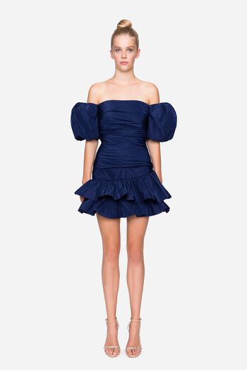 Taffeta dress with draping fuchsia woman 192PD2AP4_00651