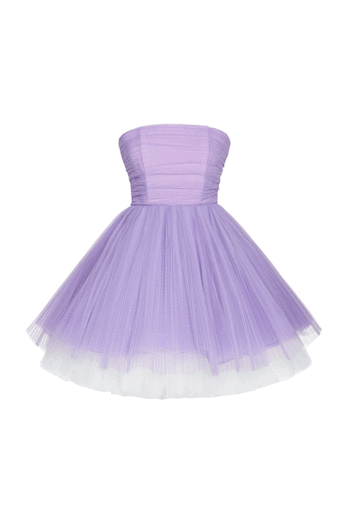 Pleated tulle bustier dress purple woman 201PD2APA_00072