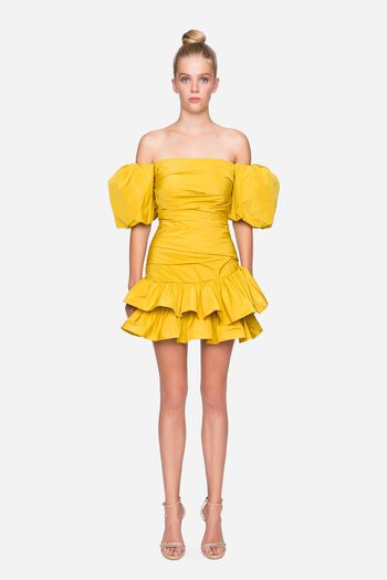 Taffeta dress with draping fuchsia woman 192PD2AP4_00112