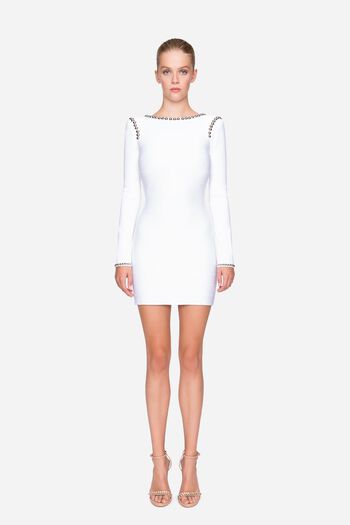 Stretch knit sheath dress fuchsia woman 192PD3AM1_00001