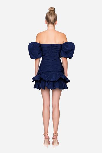 Taffeta dress with draping fuchsia woman 192PD2AP4_00651