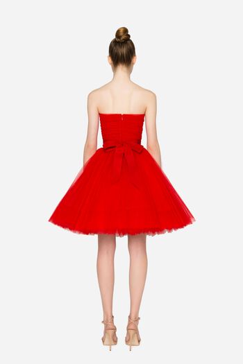 Vestito rosso tulle top