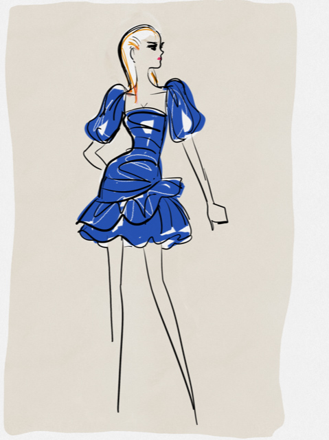 Abito in taffetà con drappeggio Abito in taffetà con drappeggio blueprint donna 192PD2AP4_651_1 draft