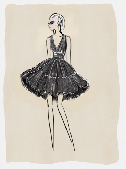 Abito in tulle plissé con balze in organza Abito in tulle plissé con balze in organza nero donna 192PD2AP1_06_1 draft