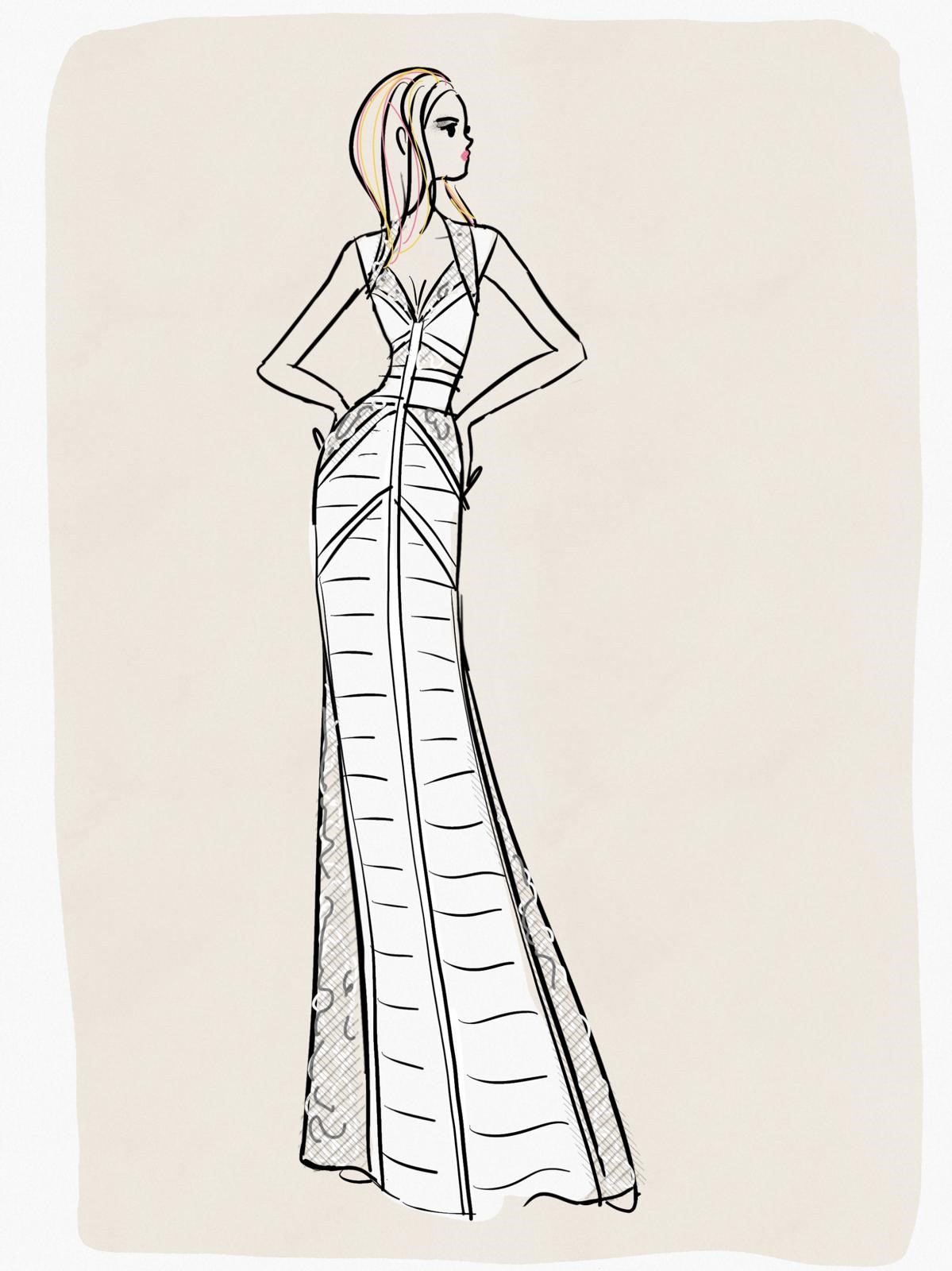 Abito lungo in maglia con pizzo Chantilly Abito lungo in maglia con pizzo Chantilly off white donna 192PD3AM3_526_1 draft