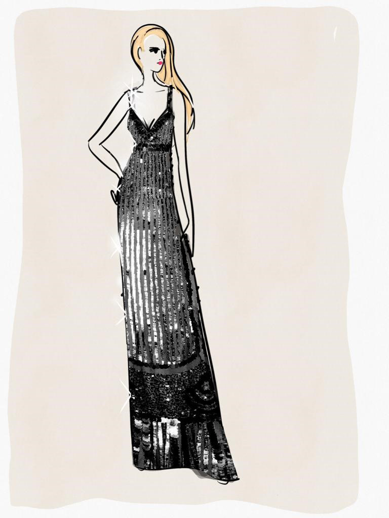 Abito lungo in tulle ricamato in full paillettes Abito lungo in tulle ricamato in full paillettes nero donna 192PD2AC1_06_1 draft