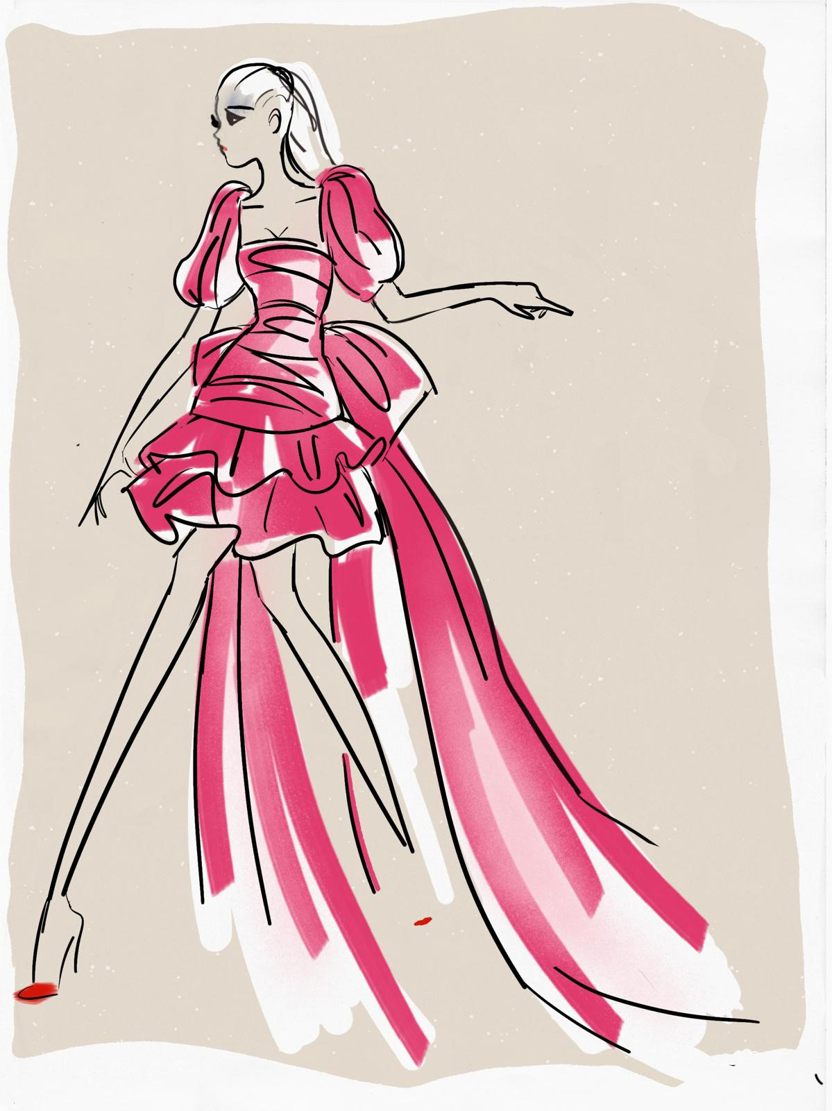 Abito in taffetà con drappeggio Abito in taffetà con drappeggio superpink donna 192PD2AP4_4612_1 draft