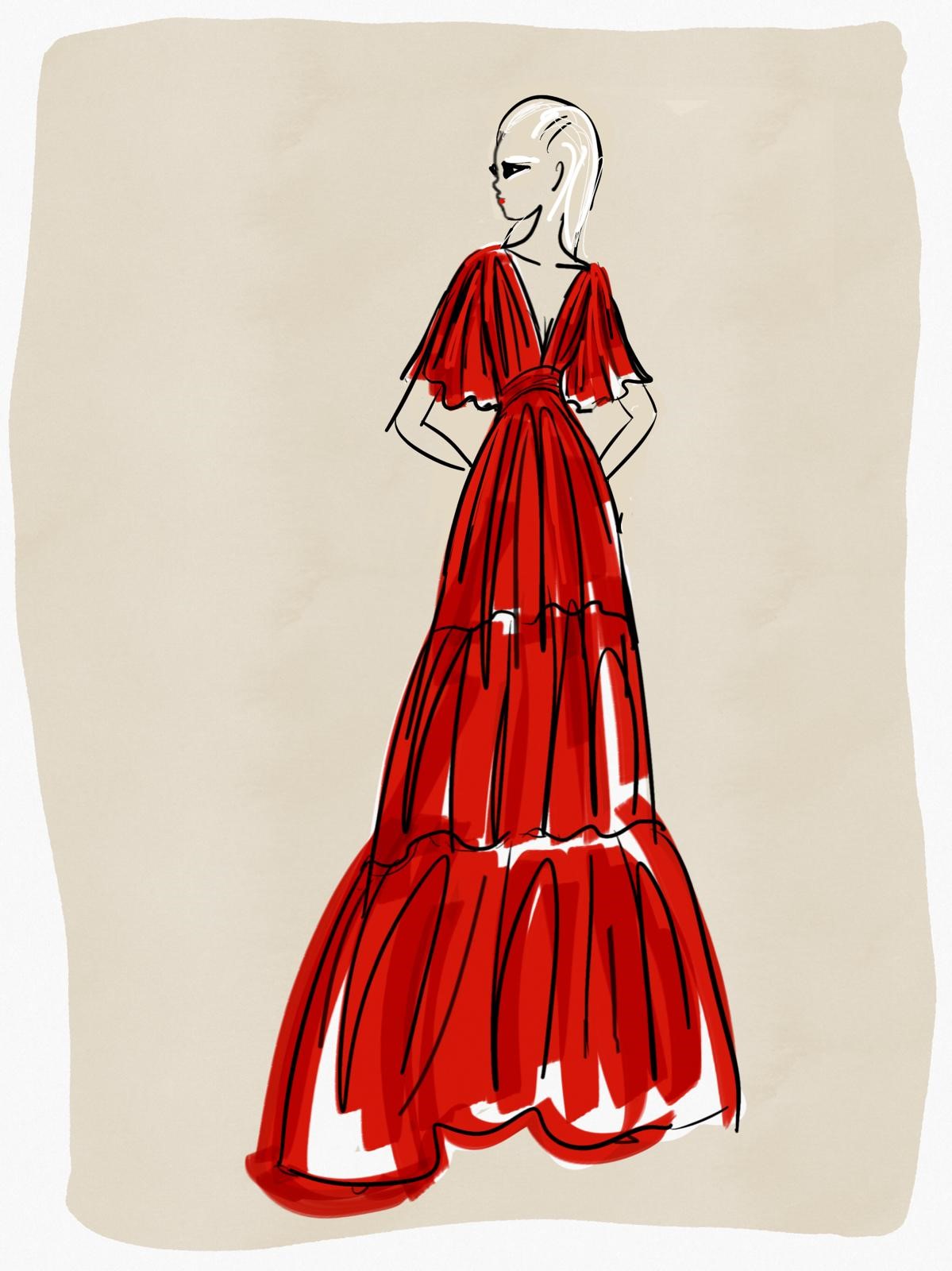 Abito lungo in georgette di seta Abito lungo in georgette di seta rosso veneziano donna 192PD2AC4_740_1 draft