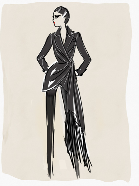 Tailleur pantalone con arricciatura e drappo Tailleur pantalone con arricciatura e drappo nero donna 192PD2AT3_06_1 draft