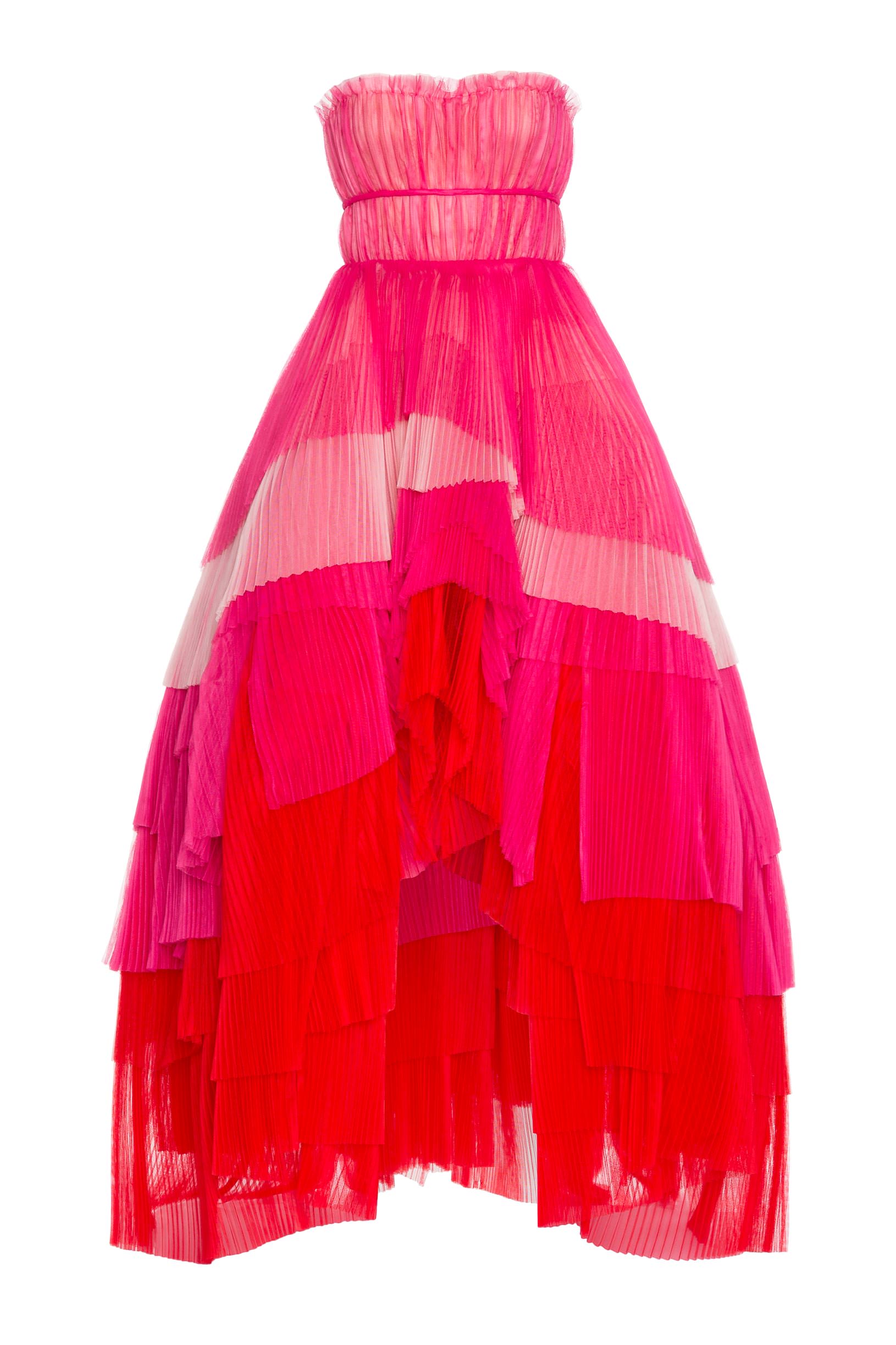 Pleated tulle dress with flounces orange woman 192PD2AH1_05214