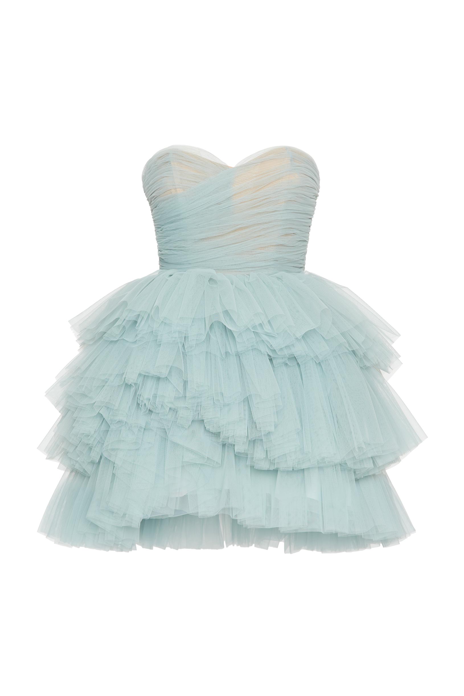 Pleated tulle bustier dress pink woman 231PD2AQ2_00537