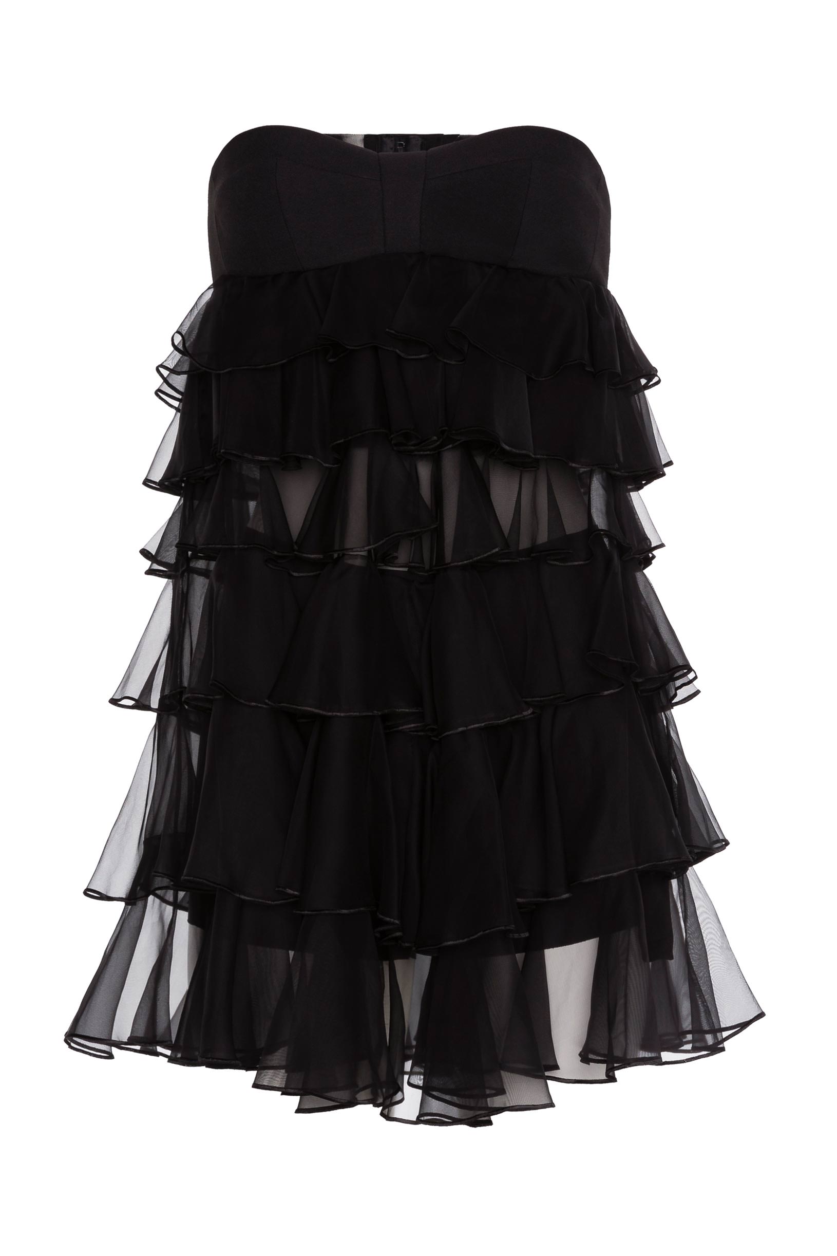 Abito bustier in crêpe sablé e organza di seta nero donna 192PD2AP3_00006