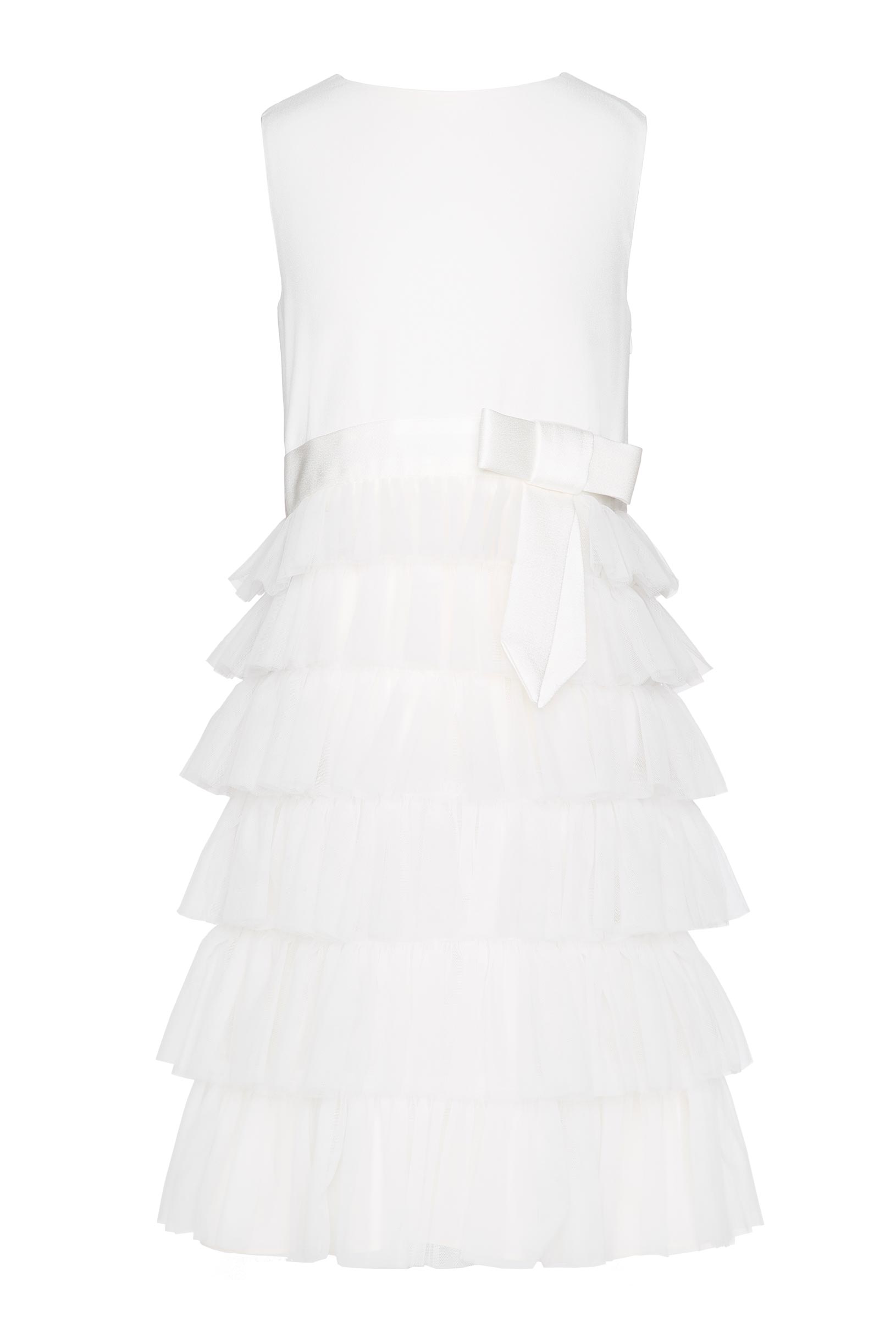 Tulle dress with flounces white woman 201PD2AG5_00526