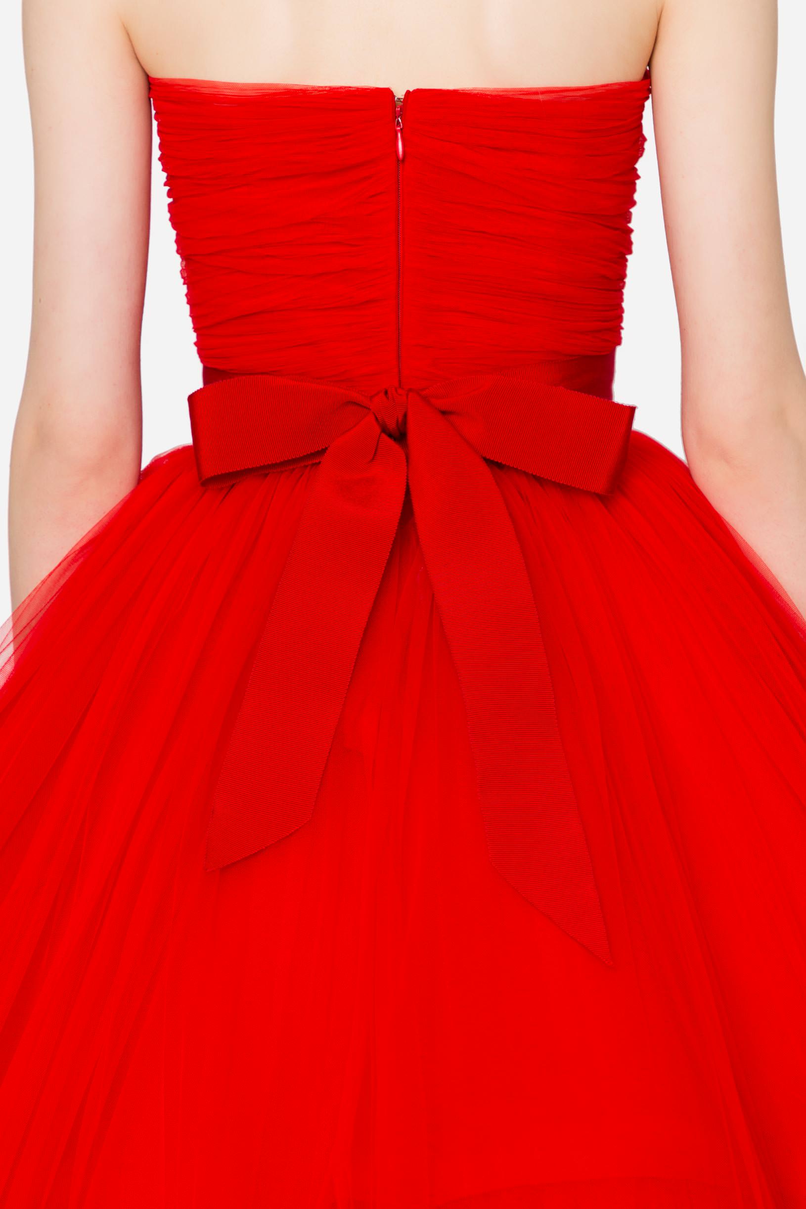 Short tulle bustier dress  red woman 201PD2AP7_00225