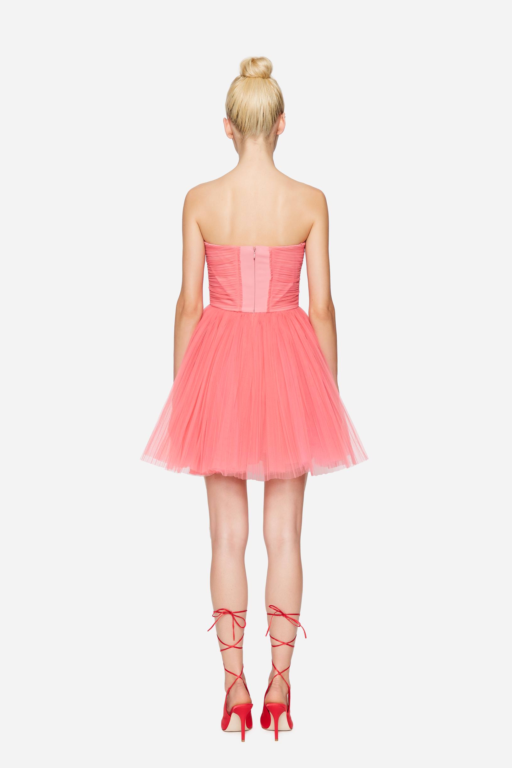 Abito bustier in tulle plissé viola donna 201PD2APA_05720