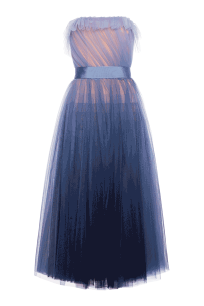 Mid-length dress in fadeout print tulle Mid-length dress in fadeout print tulle woman Dégradé Blue Print 192PD2AC5_05223 01