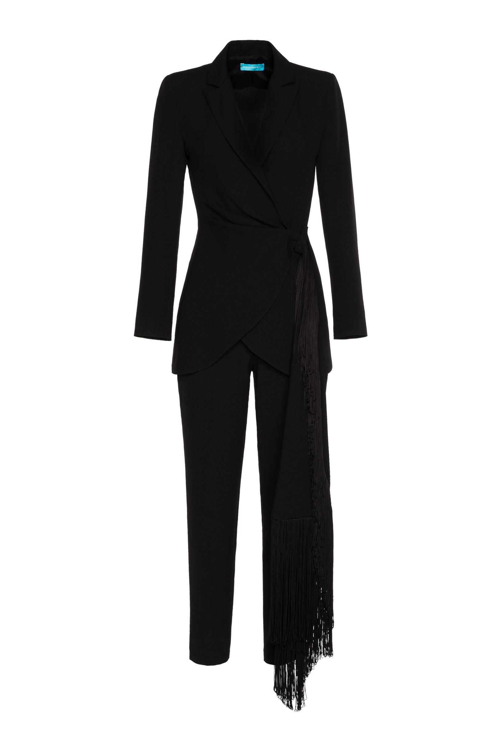 Tailleur pantalone con arricciatura e drappo  nero donna 192PD2AT3_00006