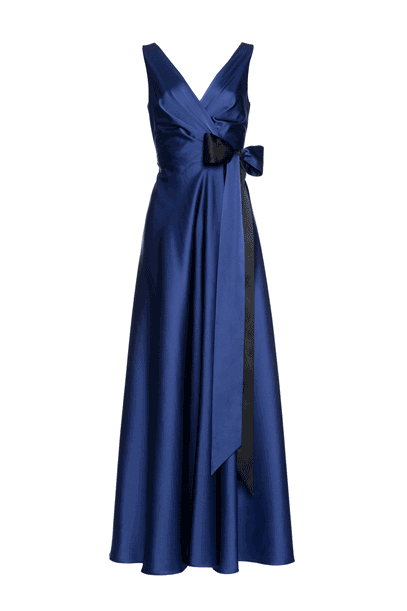 Long duchesse dress Long duchesse dress woman Blue Night 201PD2AC3_00238 01
