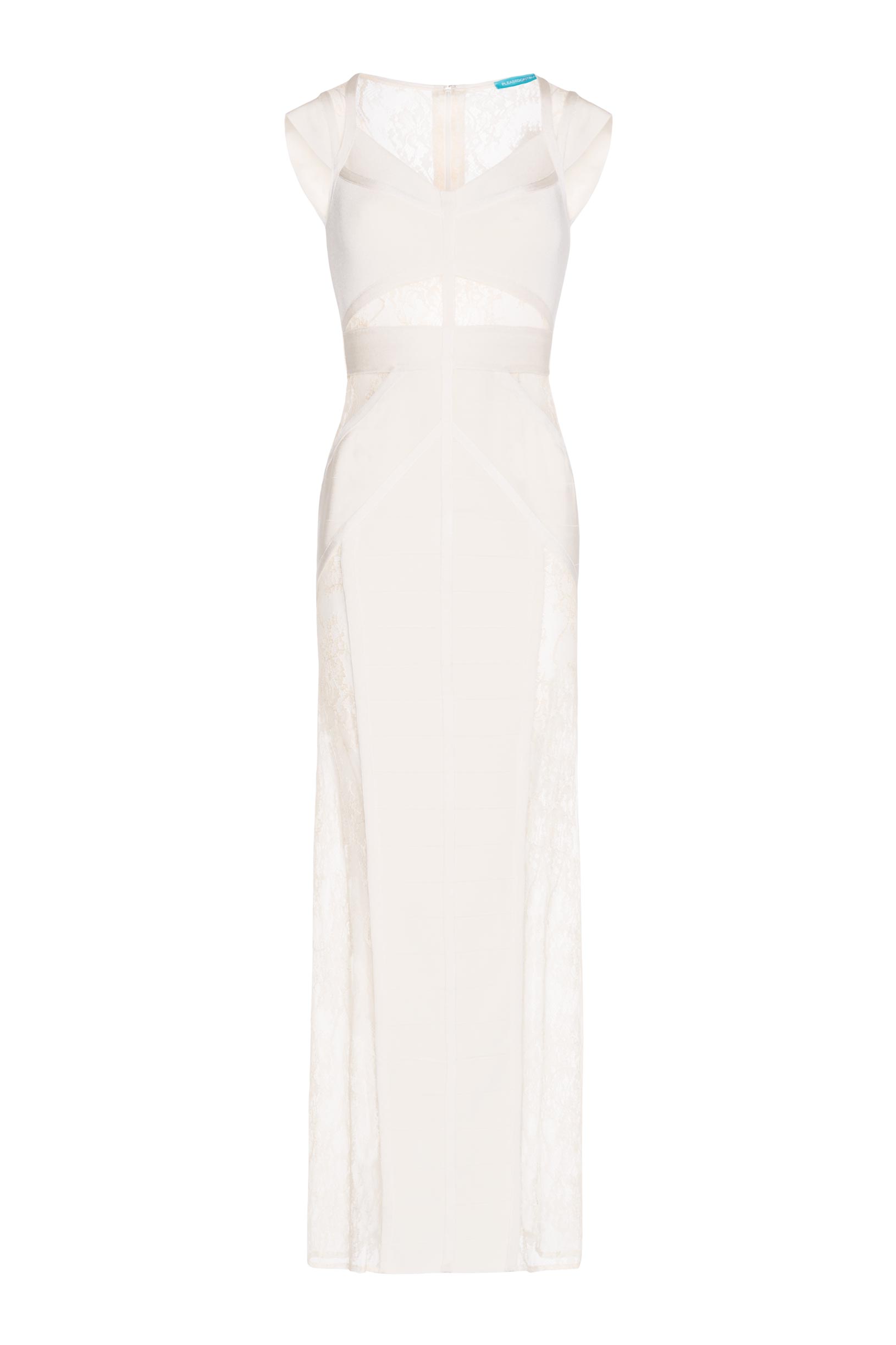 Knit long dress with Chantilly lace white woman 192PD3AM3_00526