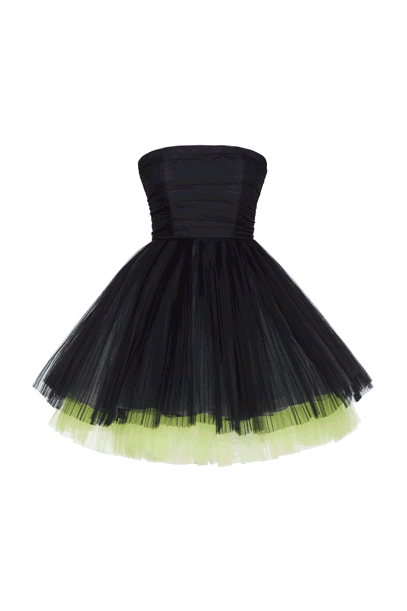 Petticoat with tulle flounce Petticoat with tulle flounce woman Two-tone "Lime” Yellow / Night Blue 201PD2AP9_07047 01