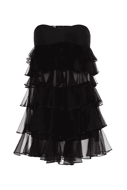 Crêpe sablé and silk organza bustier dress Crêpe sablé and silk organza bustier dress woman Black 192PD2AP3_00006 01