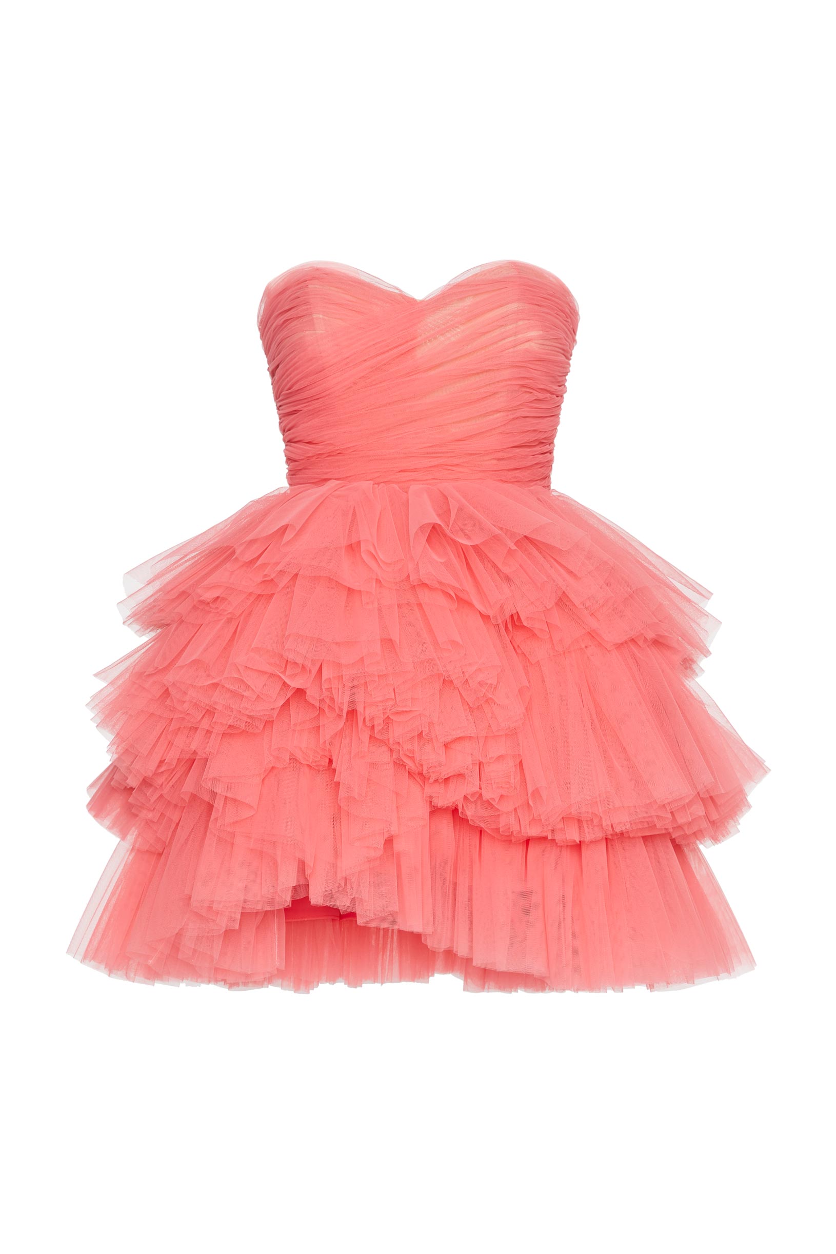 Abito bustier in tulle plissé rosa donna 231PD2AQ2_11464