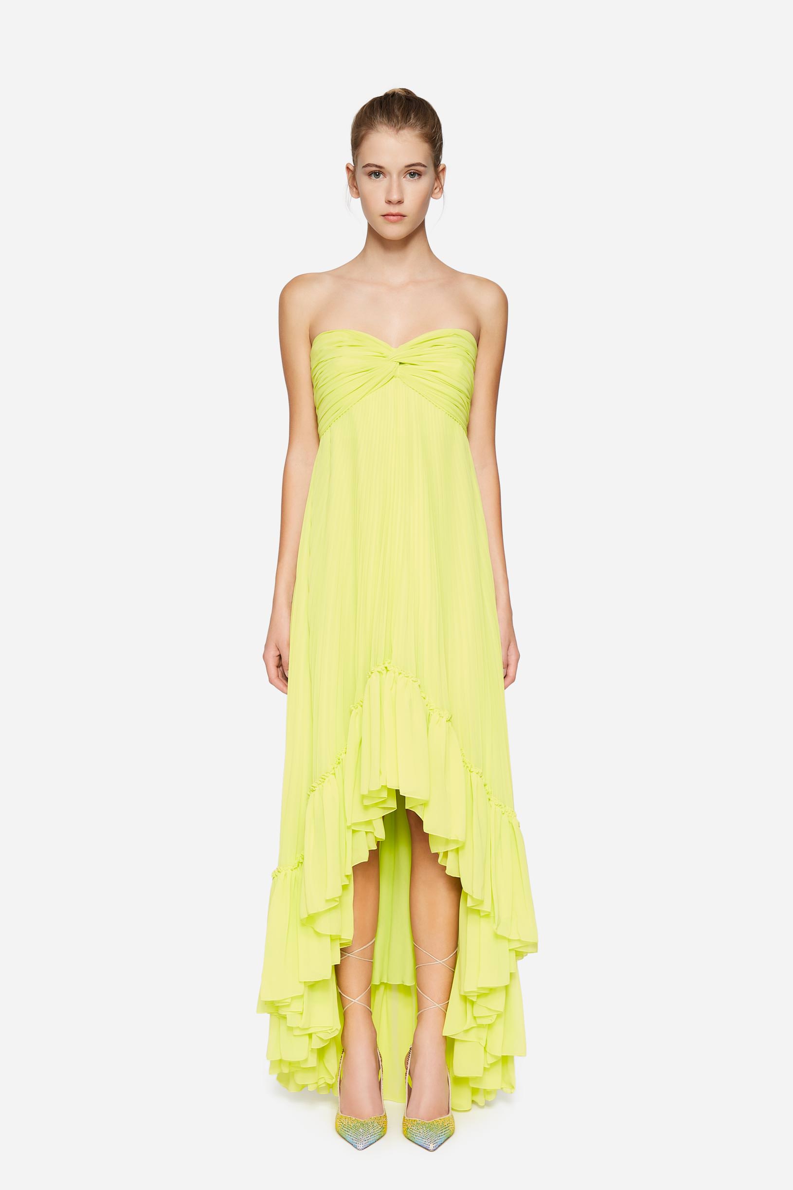 Pleated georgette long dress