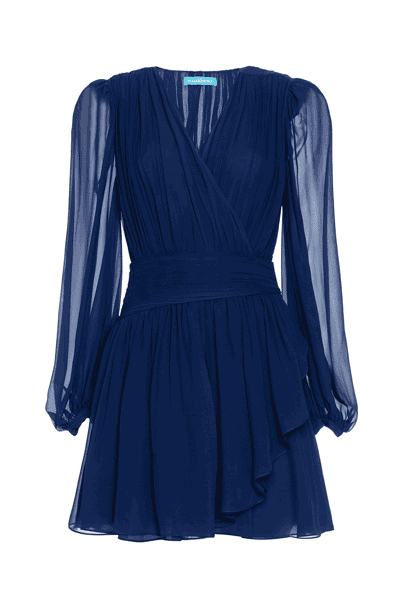 Silk chiffon dress Silk chiffon dress woman Blue Night 201PD2AP4_00238 01