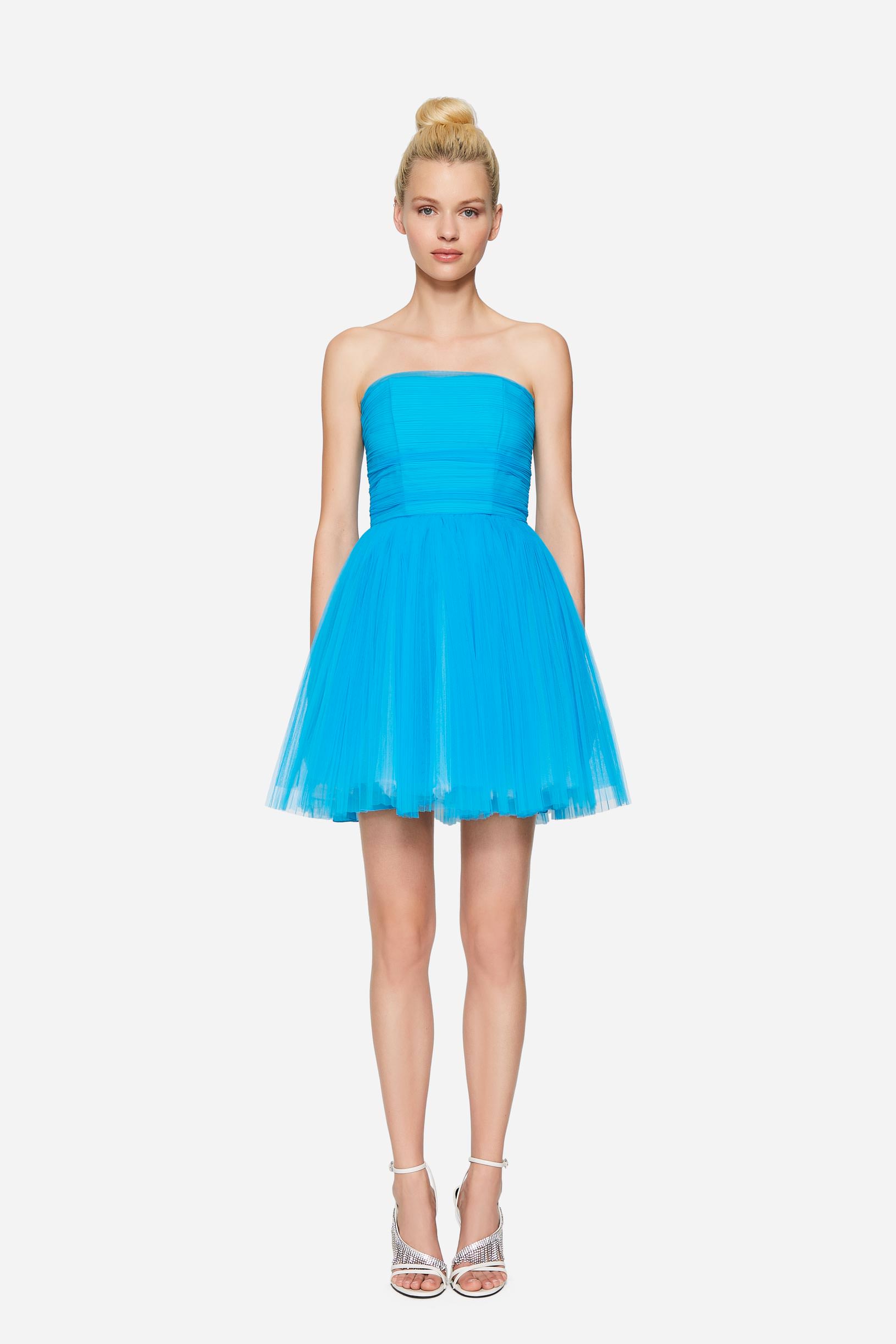 Pleated tulle bustier dress