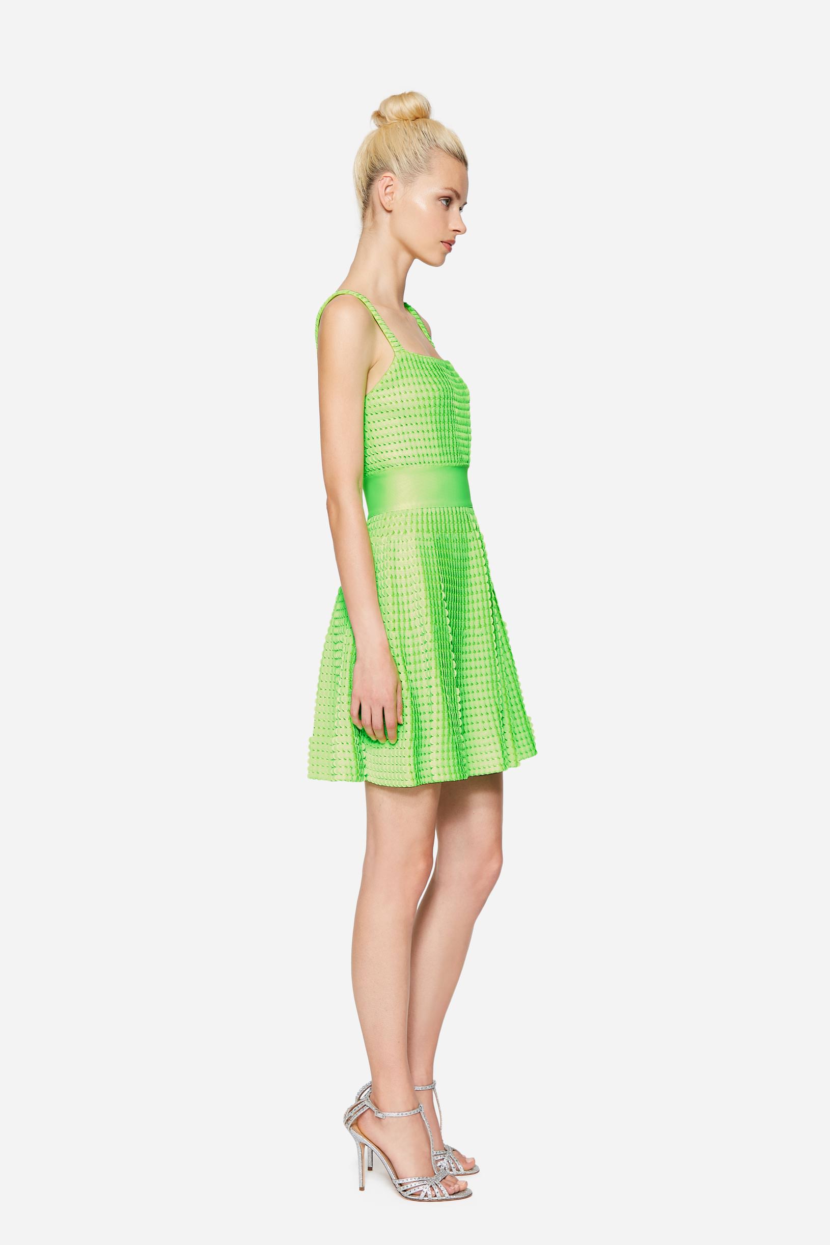 Knit dress with petals green woman 201PD3AM2_05733