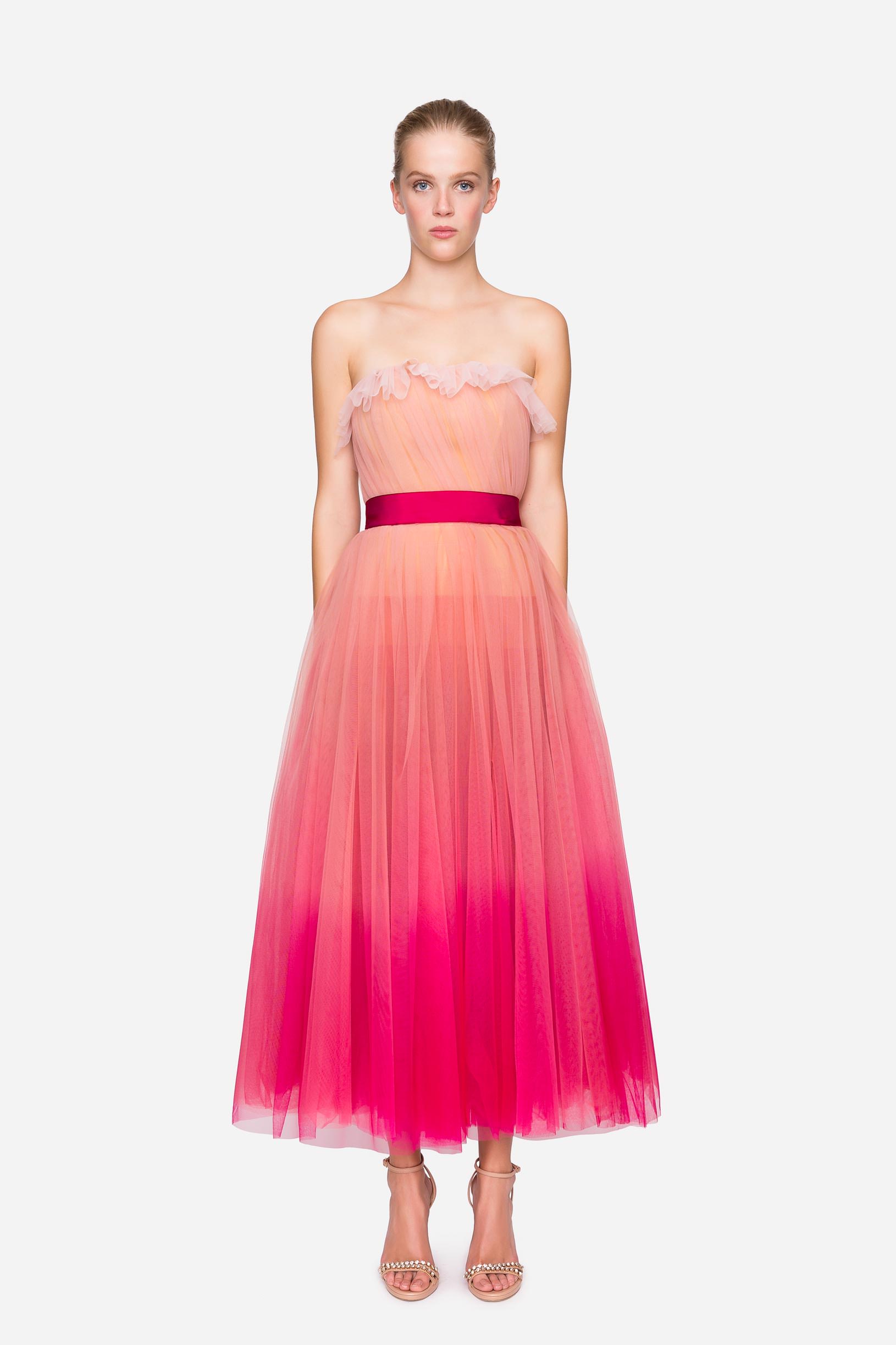 Abito longuette in tulle stampato in dégradé donna  192PD2AC5_05213 01 