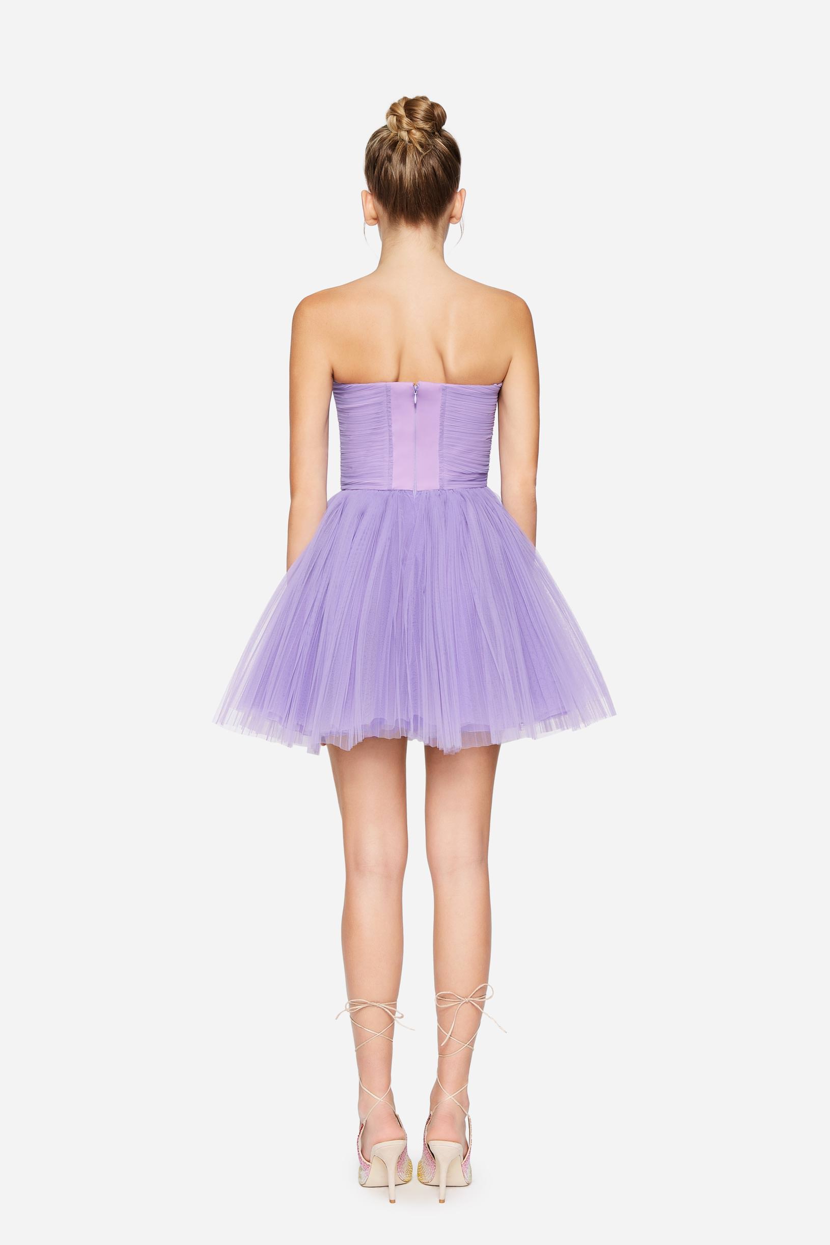 Abito bustier in tulle plissé viola donna 201PD2APA_00072