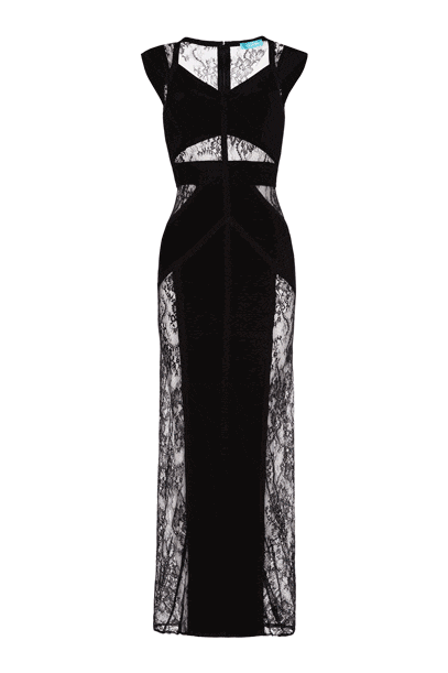 Knit long dress with Chantilly lace Knit long dress with Chantilly lace woman Black 192PD3AM3_00006 01
