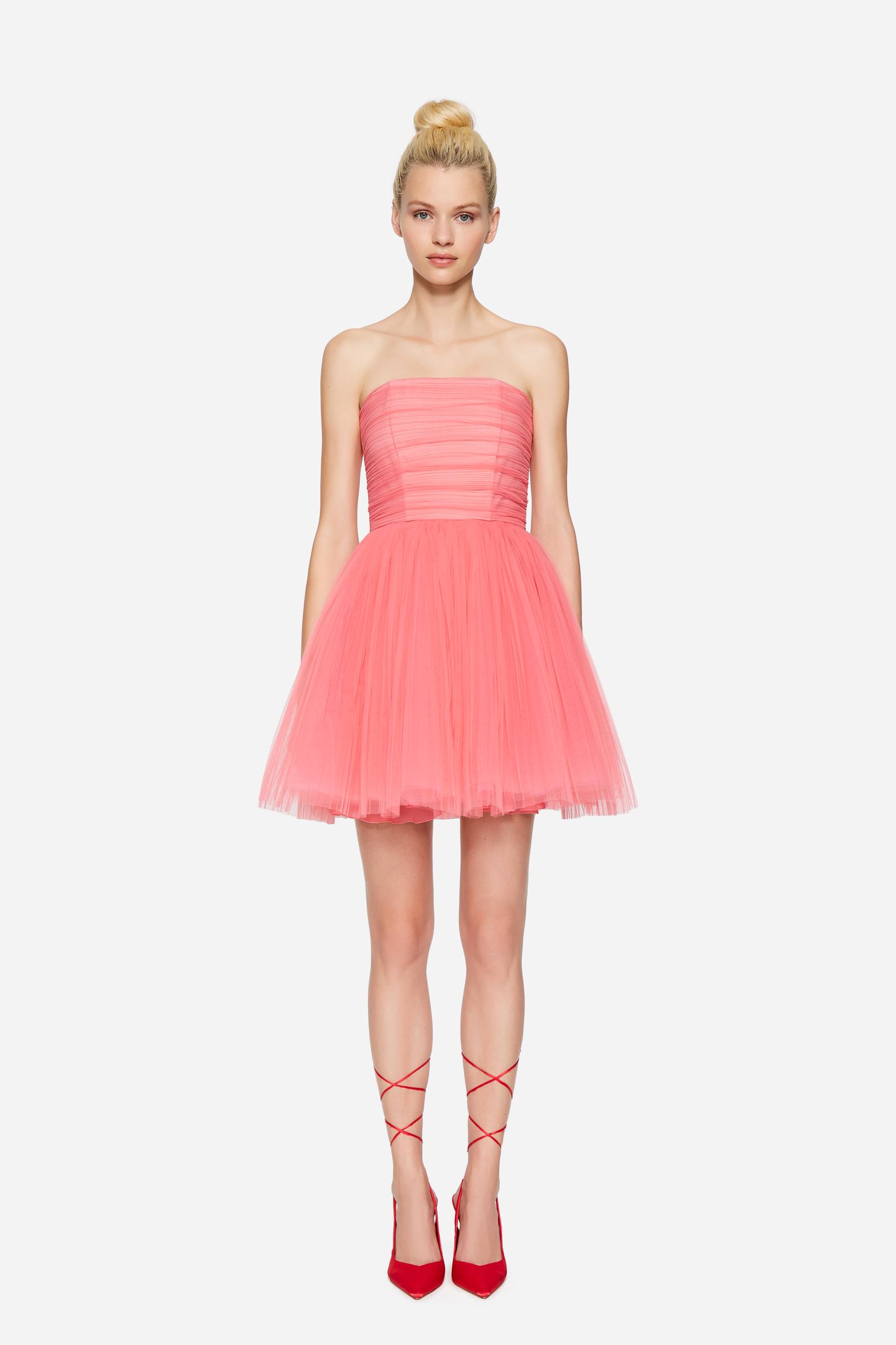 Pleated tulle bustier dress