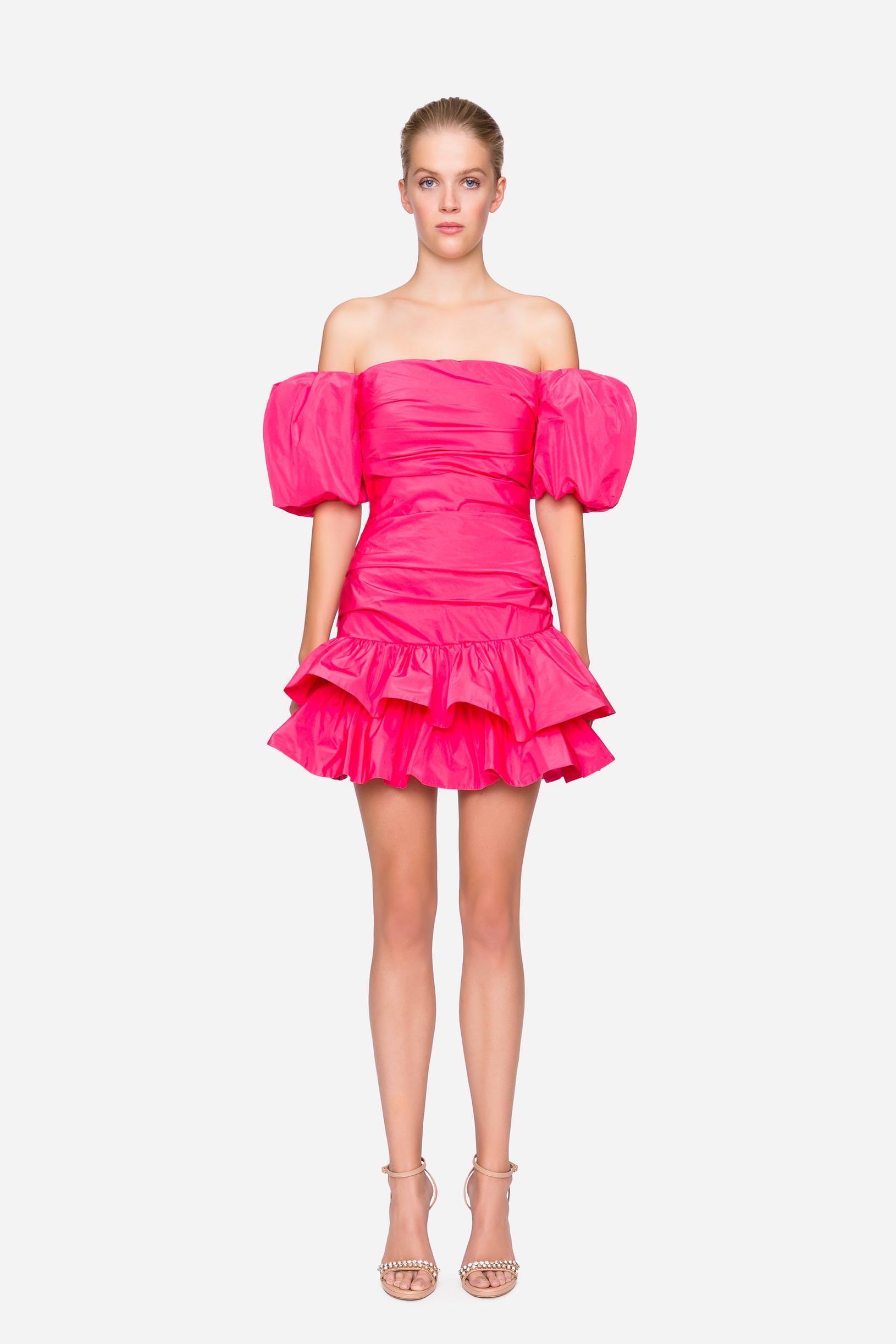 Taffeta dress with draping woman Superpink 192PD2AP4_04612 01 