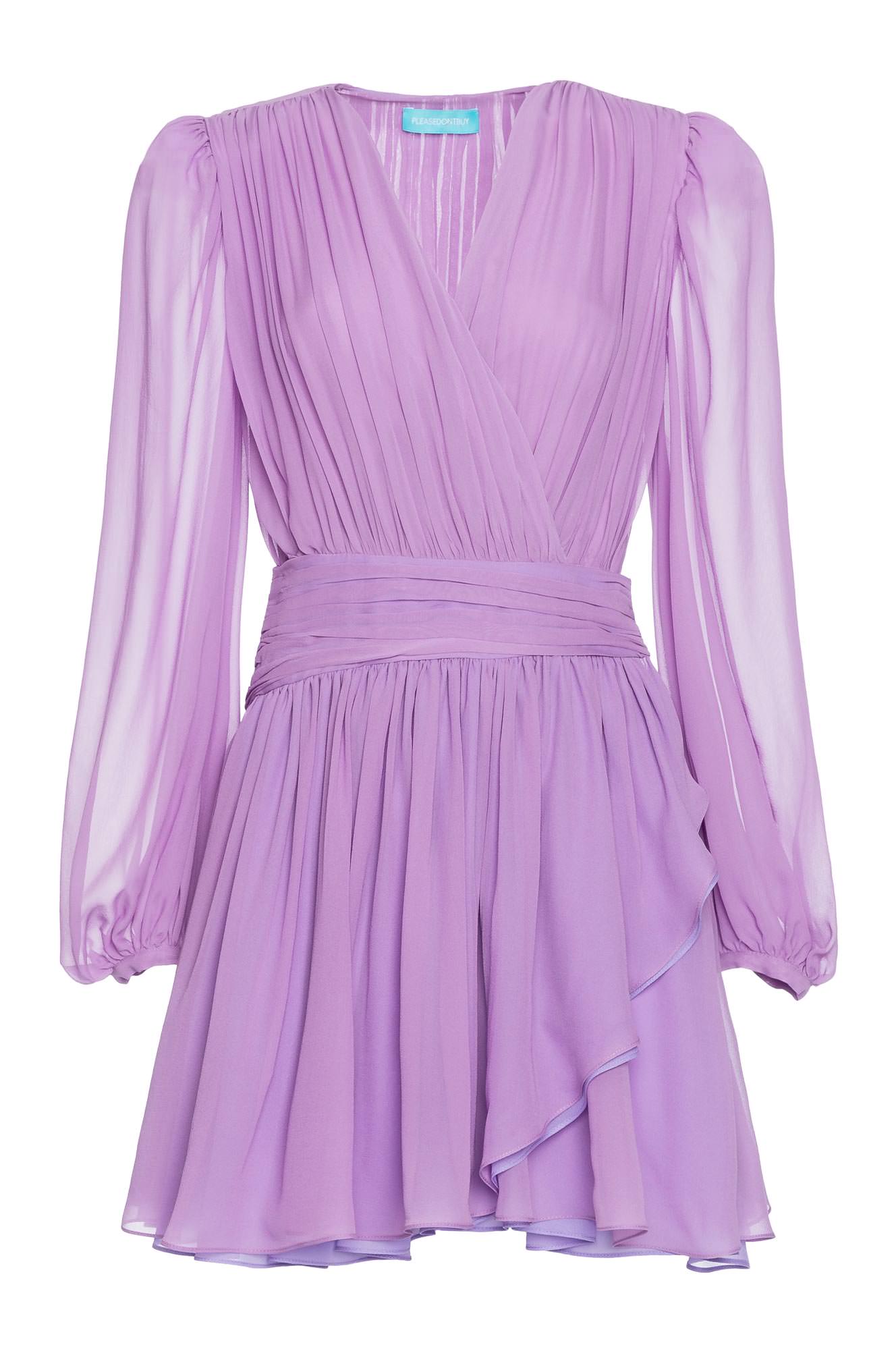 Agata - Silk chiffon dress, Purple | PLEASEDONTBUY