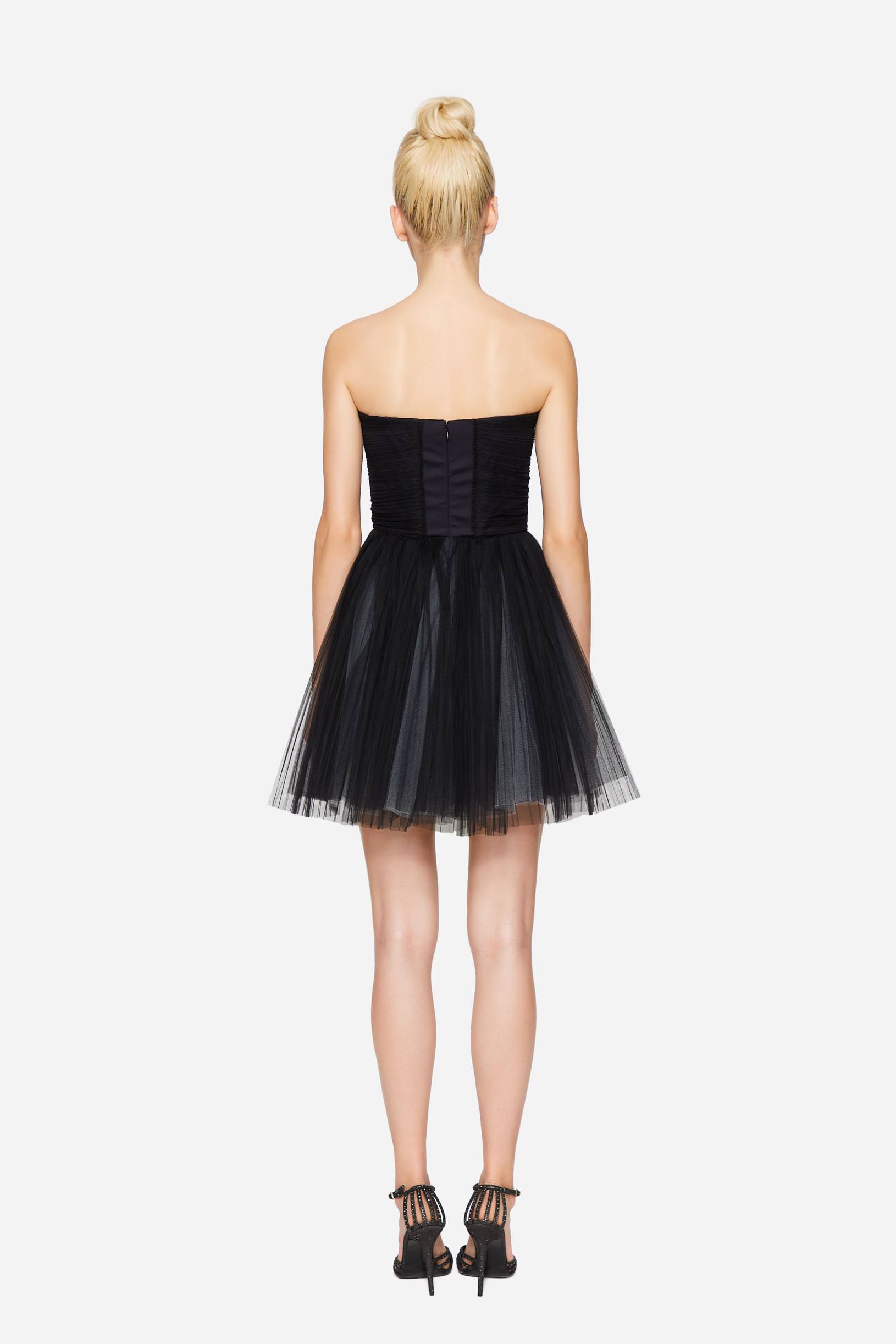 Abito bustier in tulle plissé viola donna 201PD2APA_00006