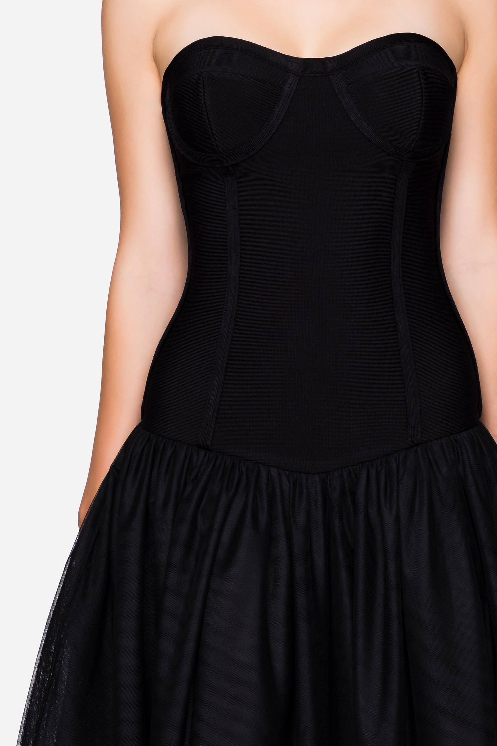 Abito bustier in maglia con gonna in tulle nero donna 192PD3AM5_00006