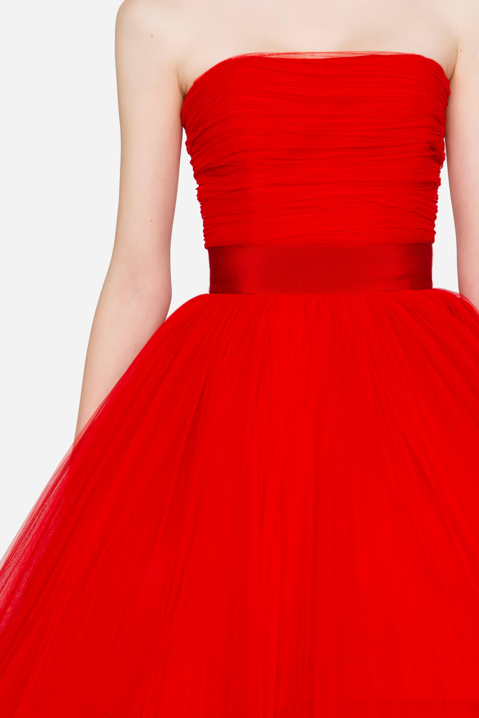 Short tulle bustier dress  red woman 201PD2AP7_00225