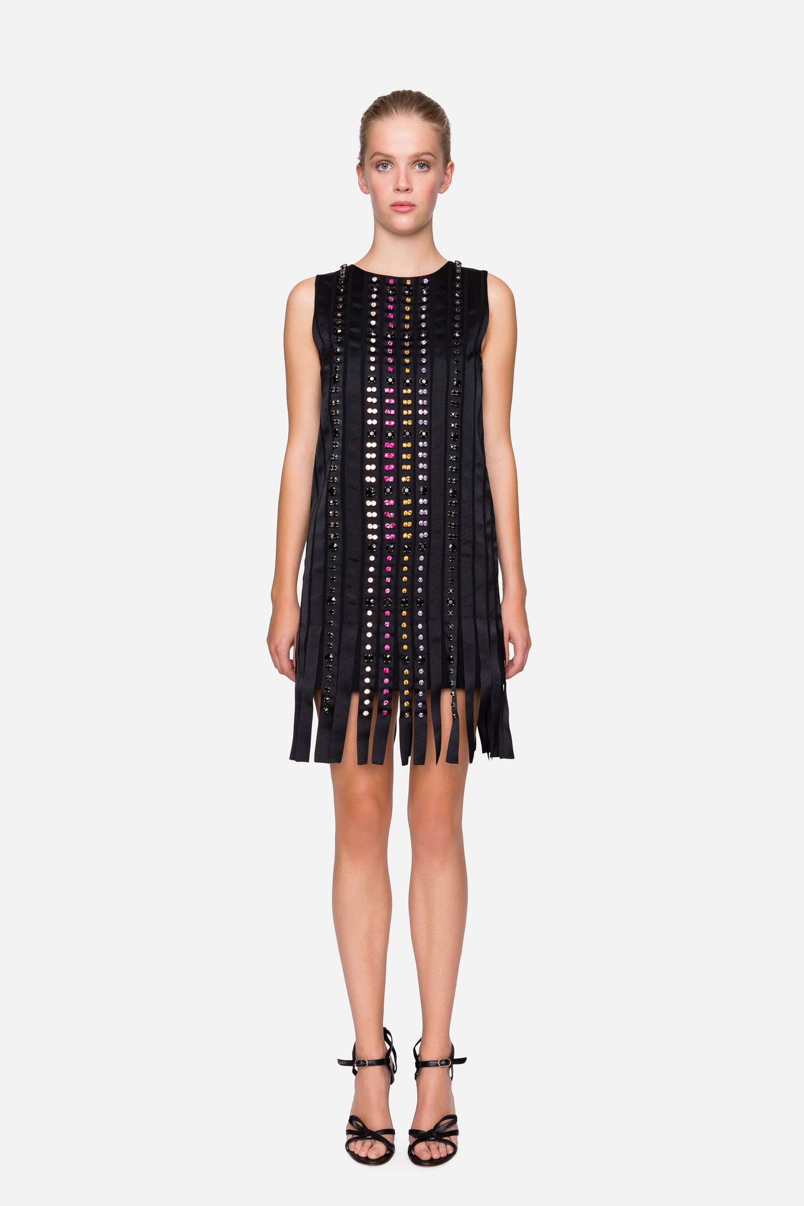 Crêpe sablé dress with multicoloured stones woman  192PD2AP2_00006 01 
