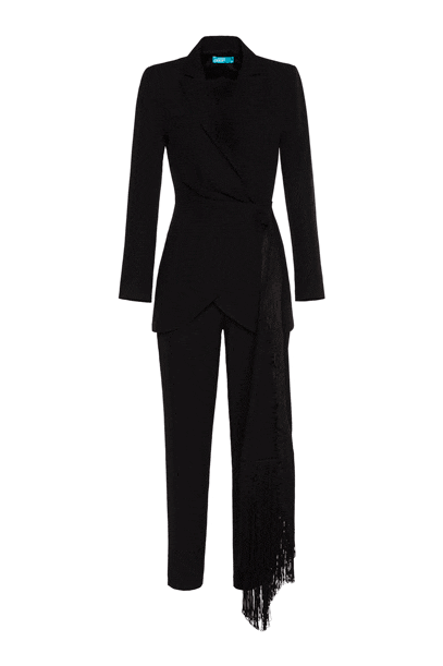 Trousers suit with gathering and drape Trousers suit with gathering and drape woman Black 192PD2AT3_00006 01