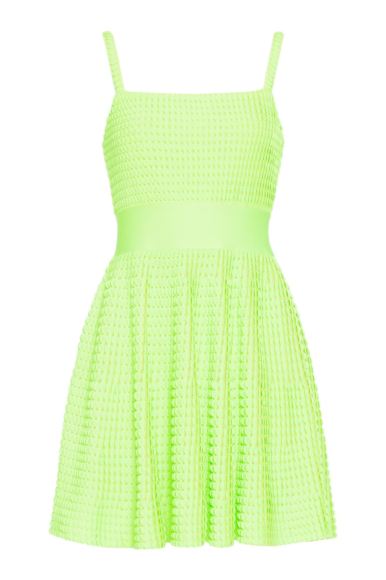 Knit dress with petals green woman 201PD3AM2_05733