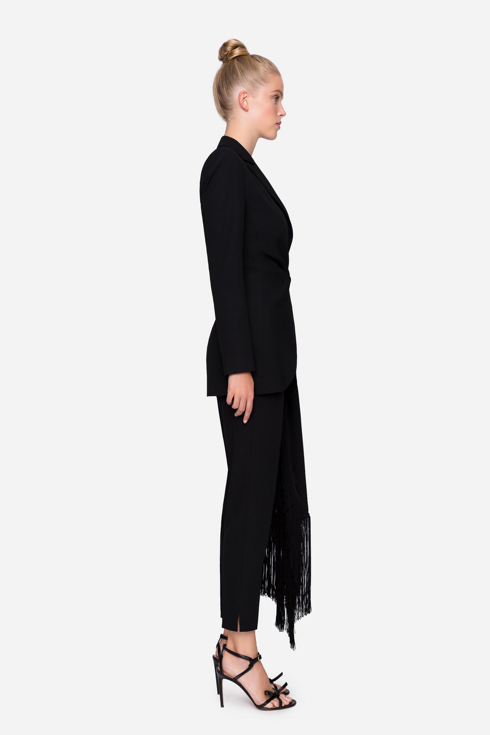 Trousers suit with gathering and drape  black woman 192PD2AT3_00006