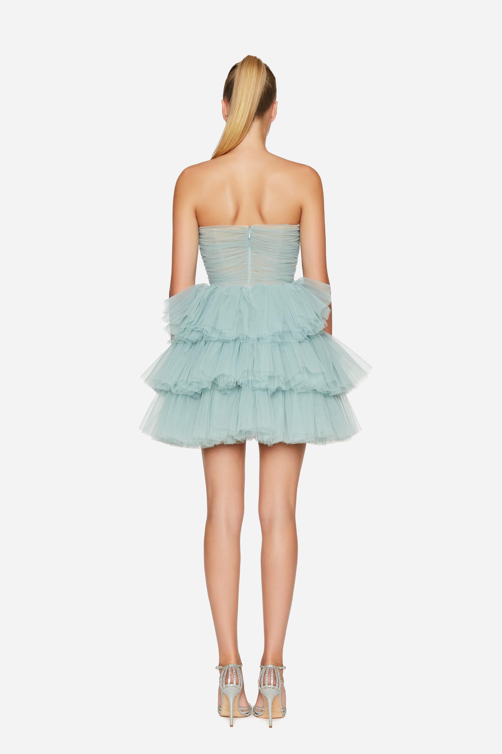 Abito bustier in tulle plissé rosa donna 231PD2AQ2_00537