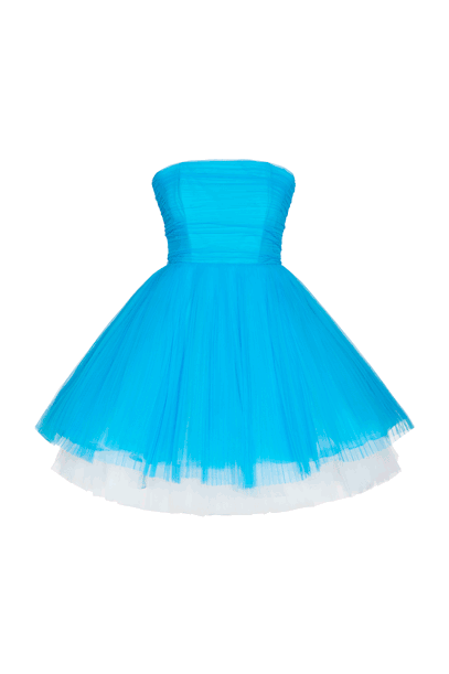 Abito bustier in tulle plissé Abito bustier in tulle plissé donna Blu Baltico 201PD2APA_00191 01
